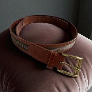 COACH Men's Vintage Tan Green Striped Belt Size 40